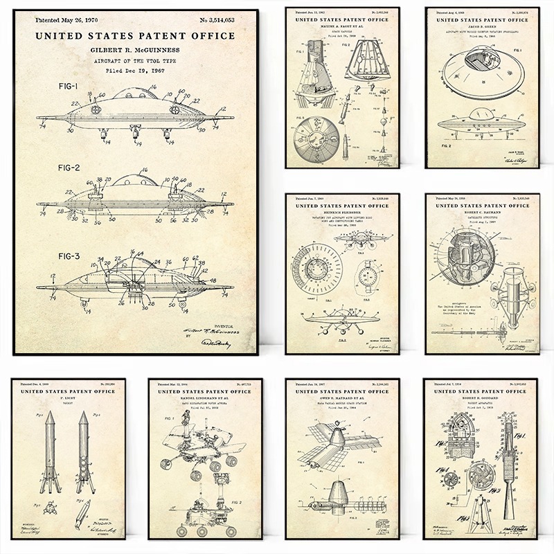 Star Map Poster - Disco volante vintage Progetto UFO Poster